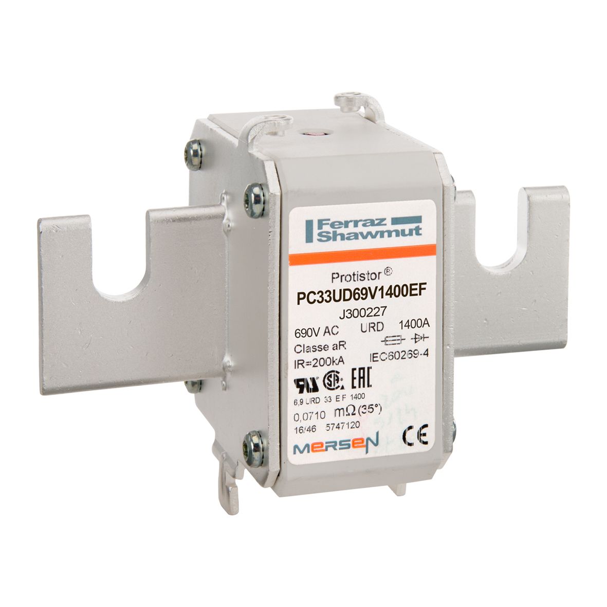 J300227 - PROTISTOR® SB aR, french slotted blade, EF, sz.33, 690VAC IEC, 1400A